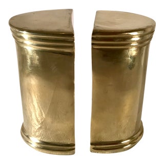 20th Century Neoclassical Brass Pillar Bookends - a Pair For Sale