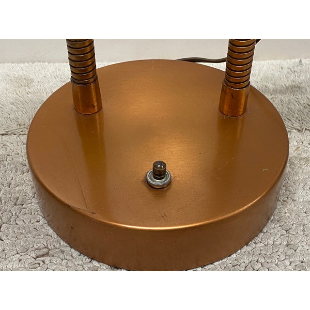 Mid-Century Modern Vintage 1950's Double Gooseneck Brushed Copper Desk Lamp For Sale - Image 3 of 18