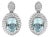 .925 Sterling Silver Diamond Accent and Oval Blue Topaz with Beaded Halo Drop Stud Earrings (I-J color, I1-I2 Clarity) For Sale