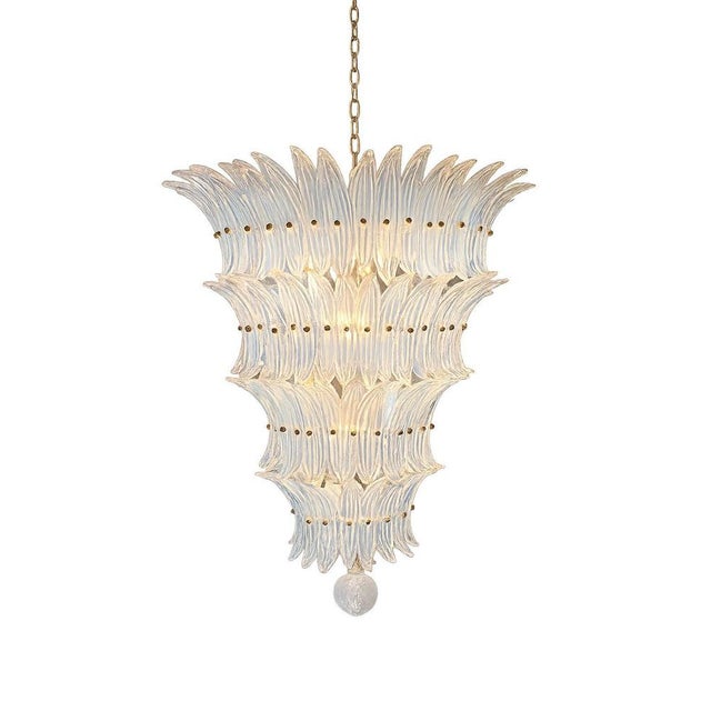 Italian Murano Glass Palmette Leaves Chandelier, 1980s For Sale - Image 13 of 18