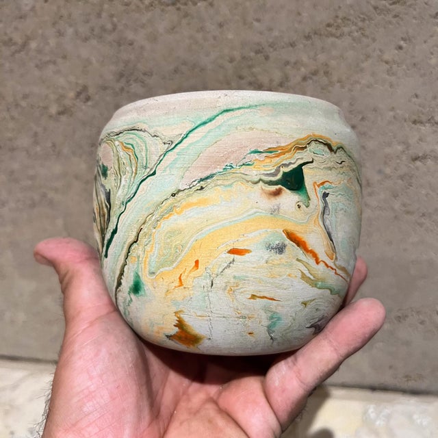 Nemadji Ceramic Indian Art Pottery Green Brown Vase Moose Lake For Sale - Image 4 of 5