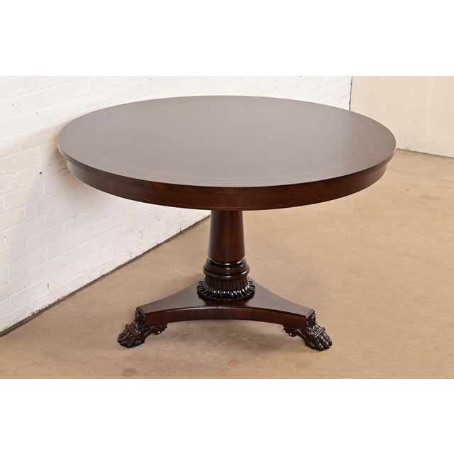 Neoclassical Kindel Furniture Neoclassical Banded Oak Pedestal Center Table or Breakfast Table For Sale - Image 3 of 11