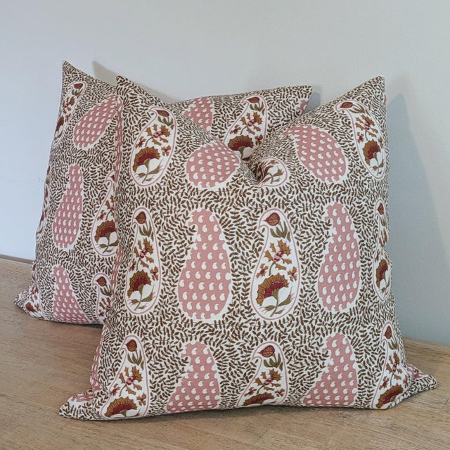 Textile Virginia Kraft Jangal Supreem Pillows With Fermoie Marden Neutral Backs For Sale - Image 7 of 8