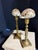 Celestial Meets the Sea Shell Topped Brass Candlesticks-Coastal Art Sculpture For Sale - Image 4 of 5