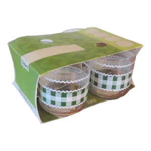 Mid-Century Libbey Glasses Green Gingham Check Plaid Pattern Tumblers Low Ball Glasses, Unopened New in Box- Set of 4