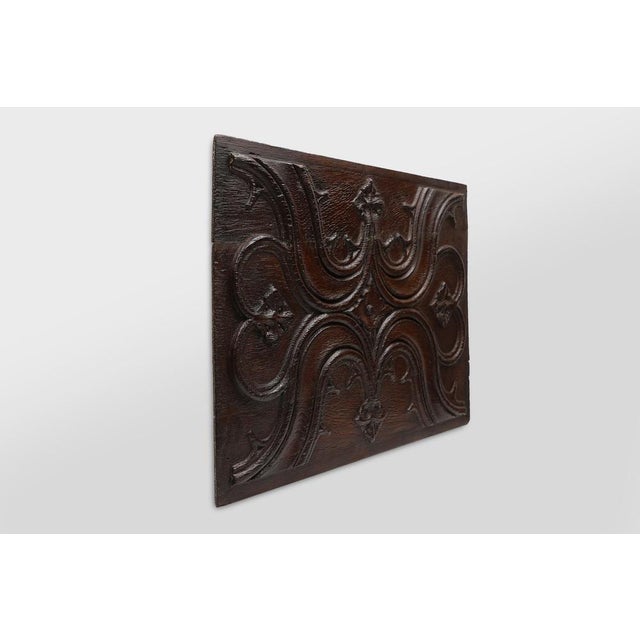 Wood 16th Century Hand-Crafted Gothic Panel in Oak, Belgium For Sale - Image 7 of 12