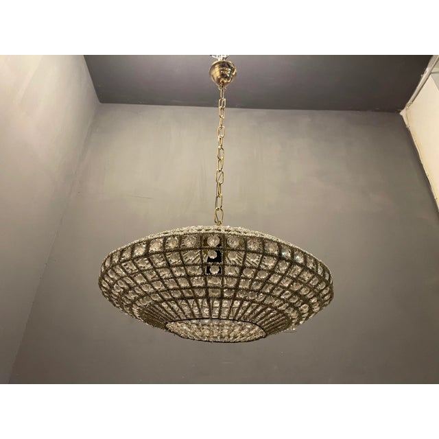 Crystal beaded light pendant the shade is entirely covered with minute crystal beads. height including chain and ceiling...