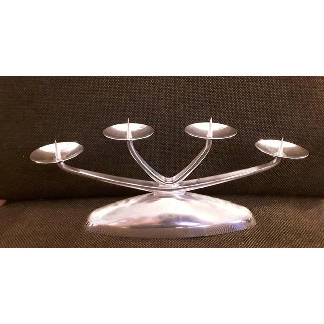 Metal Vintage Ikora Candleholder in Silver-Plated Metal from WMF, 1950s For Sale - Image 7 of 7