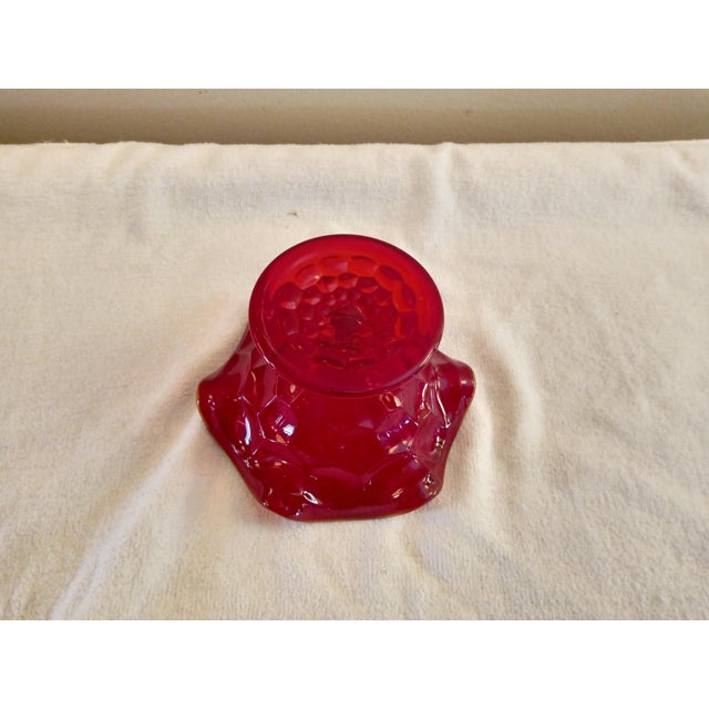Viking Glass Company Vintage 1960's Georgian Pattern Ruby Footed Fluted Compote 6 1/4" For Sale - Image 4 of 6