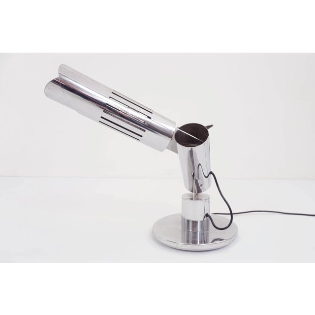 Silver Large Italian Adjustable Metal Chrome Table Lamp by Gabriele D'Alì for Francesconi, 1970s For Sale - Image 8 of 8