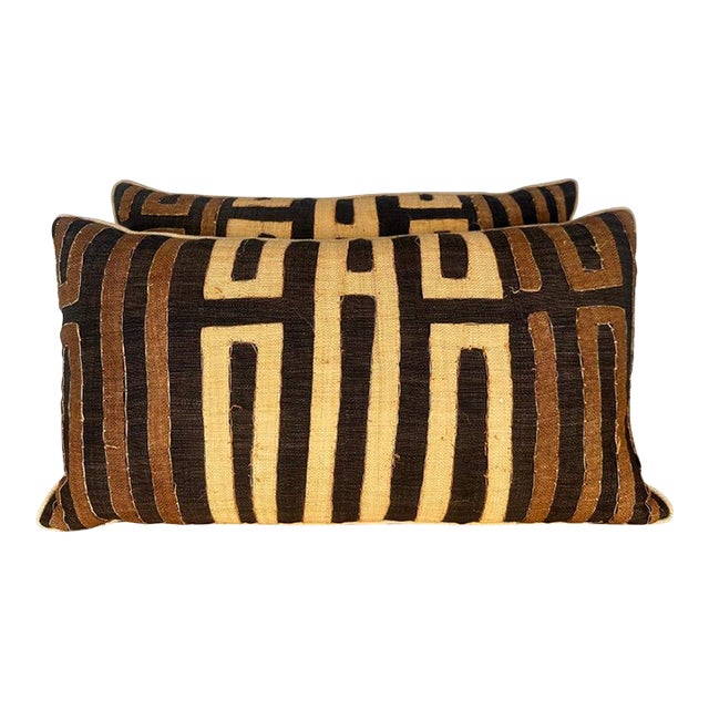 Pair of African Cuba Cloth Pillows For Sale