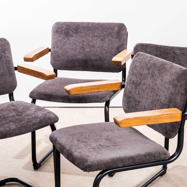 Cantilever Peninsular Blue Frame Dining Chairs, 1970s, Set of 6 For Sale - Image 9 of 11