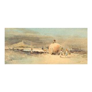 The Monsoon Original Impressionist Watercolor Painting Circa 1961 For Sale