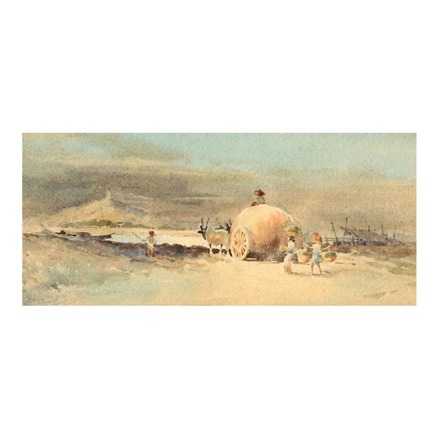 The Monsoon Original Impressionist Watercolor Painting Circa 1961 For Sale