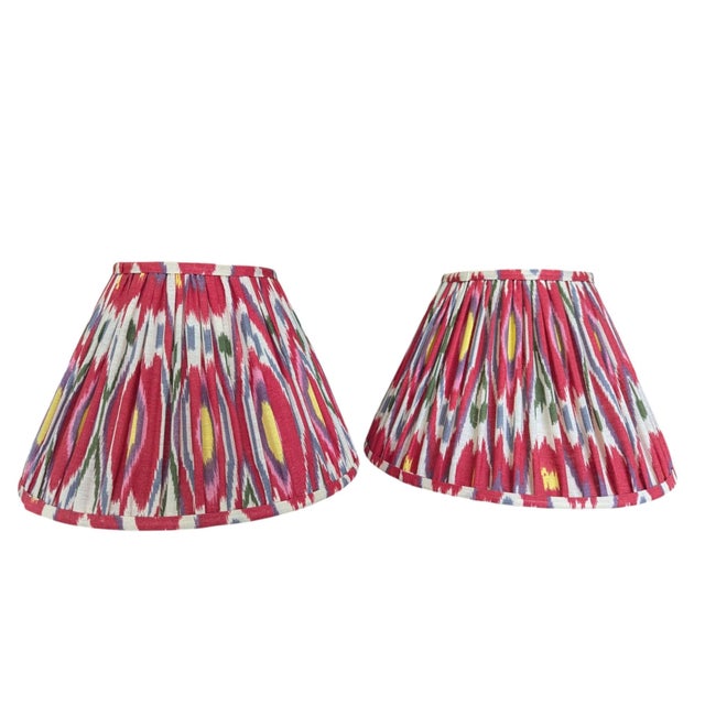 A Pair of Multicolor Ikat Patterned Pleated Lampshades from Pooky UK (Still have Tag attached) They are currently Out of...