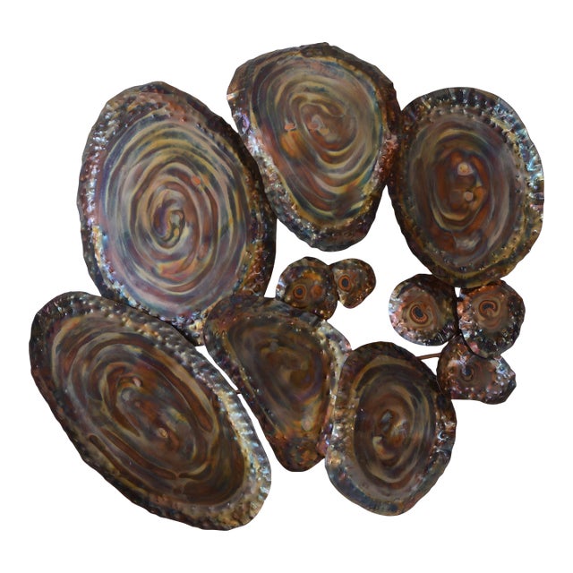 Mid Century Jere Abalone Shells Metal Wall Sculpture For Sale