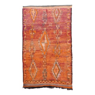 Moroccan Handmade Vintage Ait Bou Sbaa Rug - 5'1" X 8'6" Ft For Sale