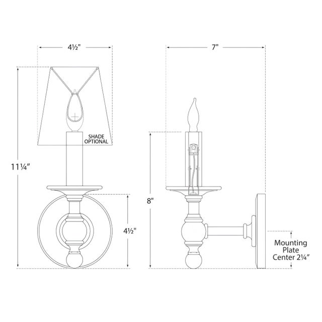 Visual Comfort Chapman & Myers for Visual Comfort Signature Classic Single Sconce in Hand-Rubbed Antique Brass For Sale - Image 4 of 4
