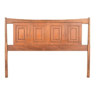 Broyhill Sculptra Mid-Century Modern Walnut Full Size Headboard, 1960s For Sale