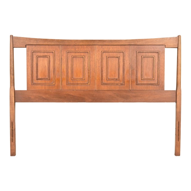 Broyhill Sculptra Mid-Century Modern Walnut Full Size Headboard, 1960s For Sale
