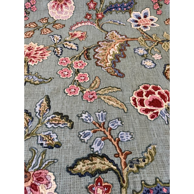 2020s Cowtan & Tout Aubury Linen Hand Print Fabric 2 5/8 Yards Color Rose and Teal For Sale - Image 5 of 7