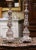 French Pair 19th Century French Louis XV Silvered Church Candlesticks With Wax Candles For Sale - Image 3 of 13