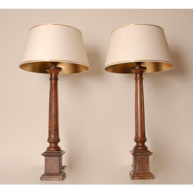 Vintage High end Italian marble alabaster column table lamps Traditional High End Neoclassical Georgian Lamps Red Rouge...