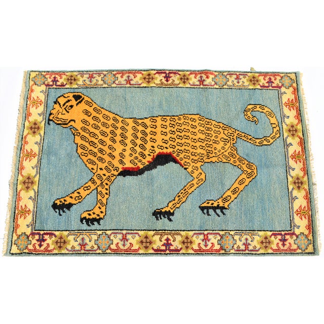 Vintage Turkish Leopard Hunting Design Rug- 4′ × 6′ For Sale In Houston - Image 6 of 8