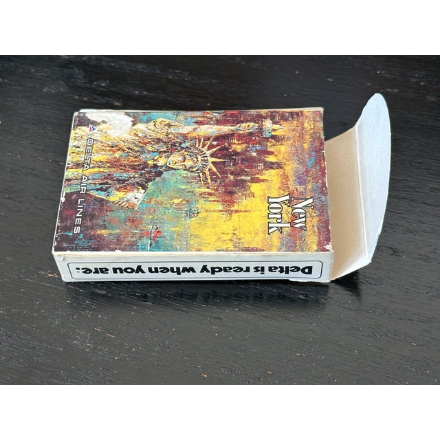 Yellow Vintage Delta Airlines Jack Laycox Statue of Liberty New York City Playing Cards For Sale - Image 8 of 9