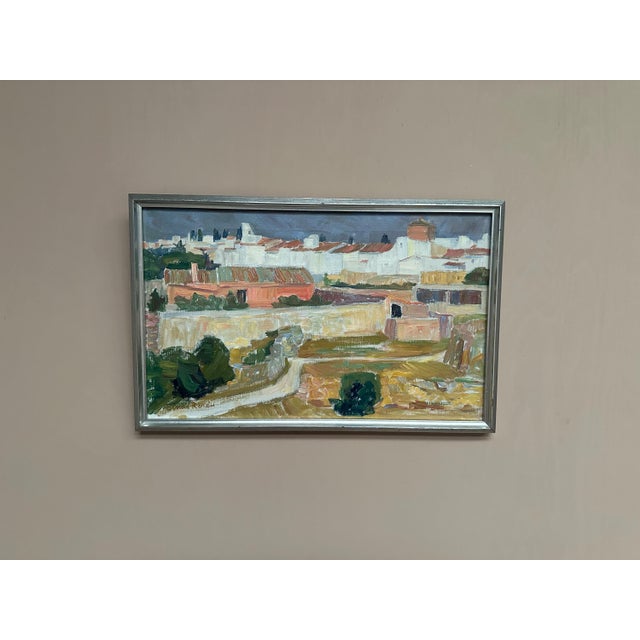 Original Swedish Oil on Panel – “View of the City” by Einar Rosen – Signed – Vintage & Framed – 62 × 40 cm (24.4" × 15.7")...