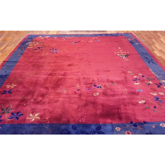 Antique Chinese Art Deco rug with fuchsia color measuring 9'10" x 13'6" Purple Chinese – Art Deco 1920s Wool Room Size...