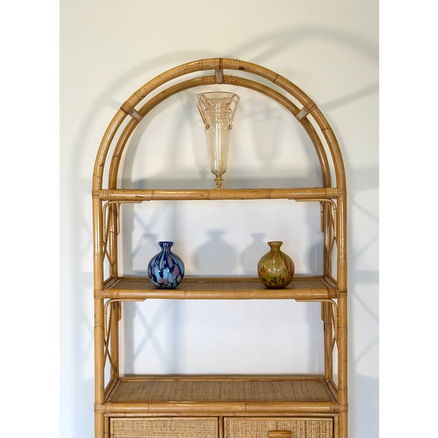 Wicker and Bamboo Bookcase, 1970s For Sale - Image 10 of 15