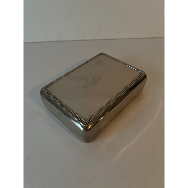1980s Silver Plate French Box With Wood Interior For Sale - Image 4 of 5