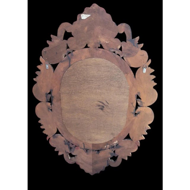 Serge Roche Vintage Large Solid Carved Wood Gold Gilt Oval Hollywood Regency Wall Mirror For Sale - Image 4 of 8