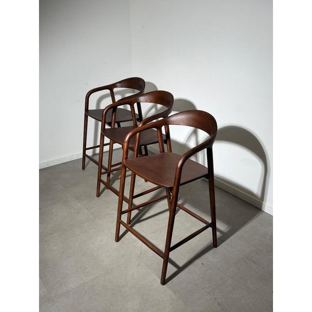 Kobe Bar Chair in Walnut Finish For Sale - Image 4 of 13