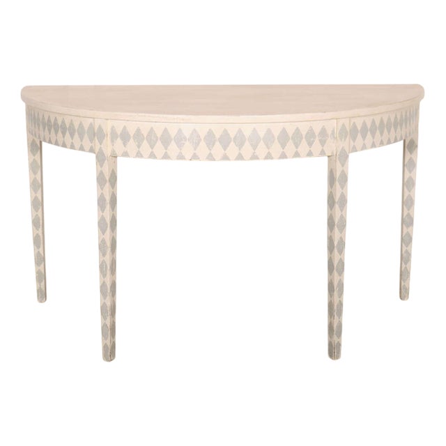 Swedish Painted Demi-Lune Console Table For Sale