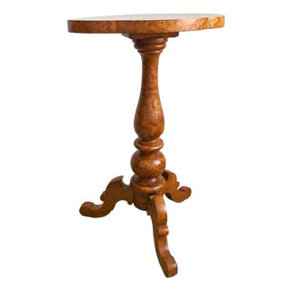 Antique Maple Burl Wood Side Table For Sale