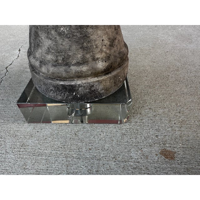 Restoration Hardware Style Faux Stone Table Lamp W/Shade For Sale In Palm Springs - Image 6 of 7