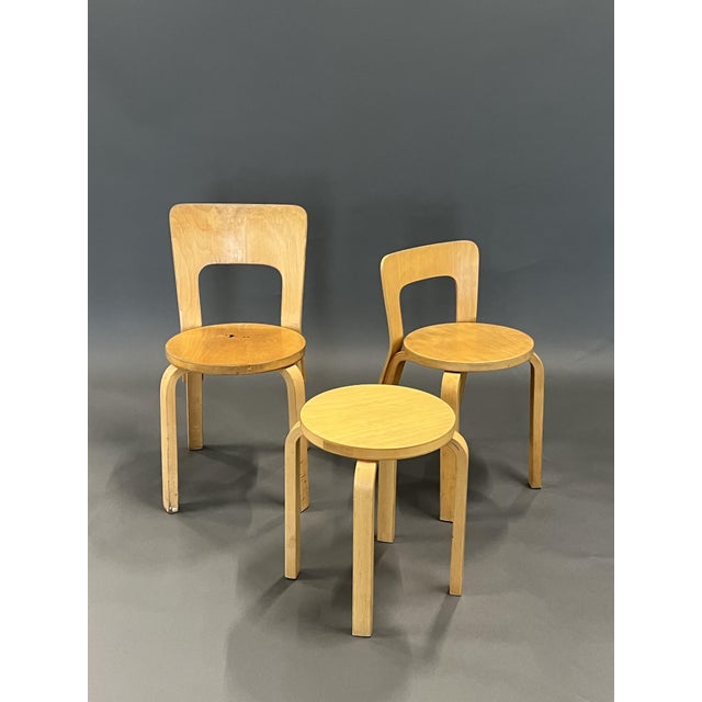 Artek Vintage Chairs Model 66 by Alvar Aalto for Artek, Set of 4 For Sale - Image 4 of 6