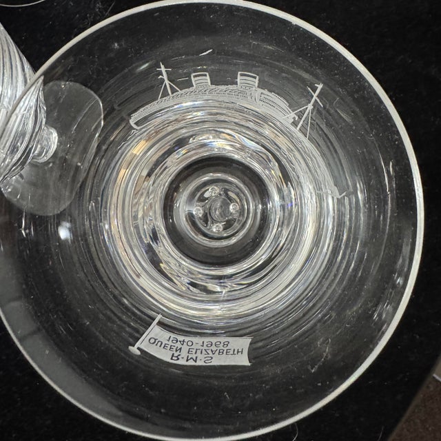 Glass 1960s RMS Queen Elizabeth Commemorative Goblets - Limited Edition Set of 6 (#921-926) For Sale - Image 7 of 8