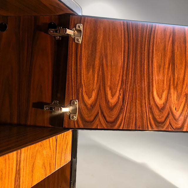 Mid Century Vintage Lacquered Rosewood Veneer Credenza and Hutch Set -2 Pcs. For Sale - Image 13 of 18