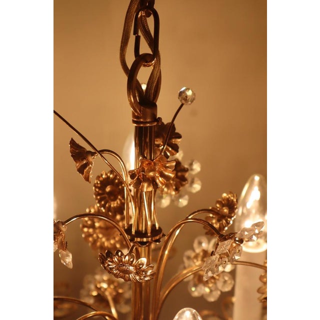 Large Gilt Brass Flower-Shape Chandelier from Palwa, Germany, 1970s For Sale - Image 9 of 18