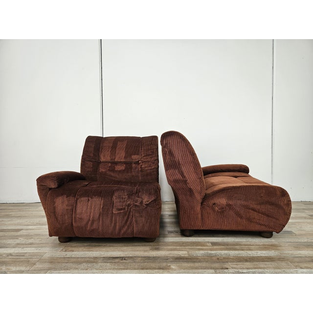 Mid-Century Modern Modular Two-Seat Fabric Sofa, 1970, Set of 2 For Sale - Image 3 of 17