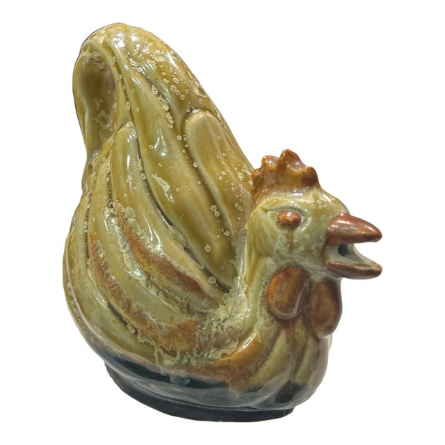Vintage Brutalist Folk Art Studio Pottery French Hen For Sale