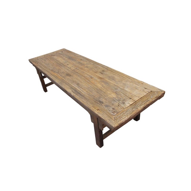 Wood Vintage 86" Long Elm Bench For Sale - Image 7 of 13