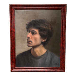 Early 21st Century Folk Art Richard Lemke Portrait Eric the Philosopher - Framed