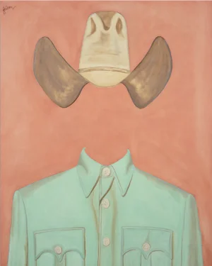 "Leisure in Rose" Contemporary Original Western Surrealist Portrait Print by Daniel Falcón