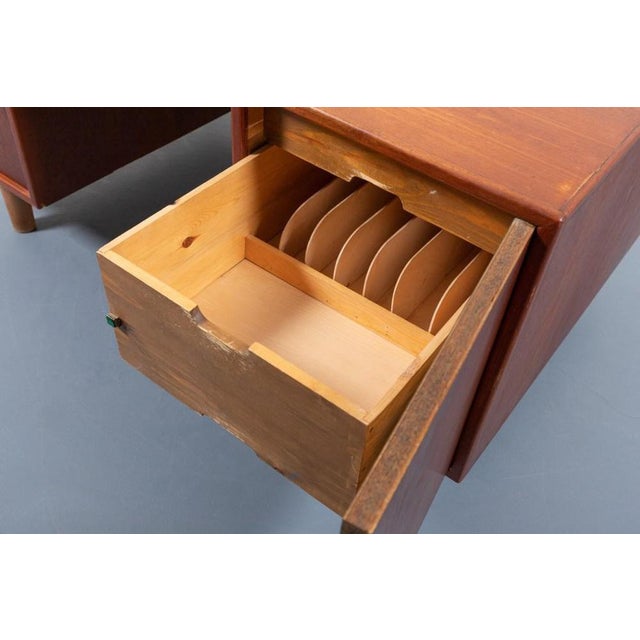 Modern Danish Architectural Teak Desk, 1950s For Sale - Image 4 of 18