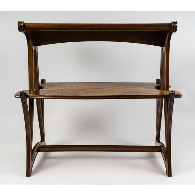 Side table by louis majorelle, nancy, art nouveau period, circa 1900. Two level side table, marquetry work with floral...