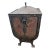 Antique Decorated & Riveted Tole Coal Hod for Fireplace. Includes Inner Bucket and Tongs. For Sale